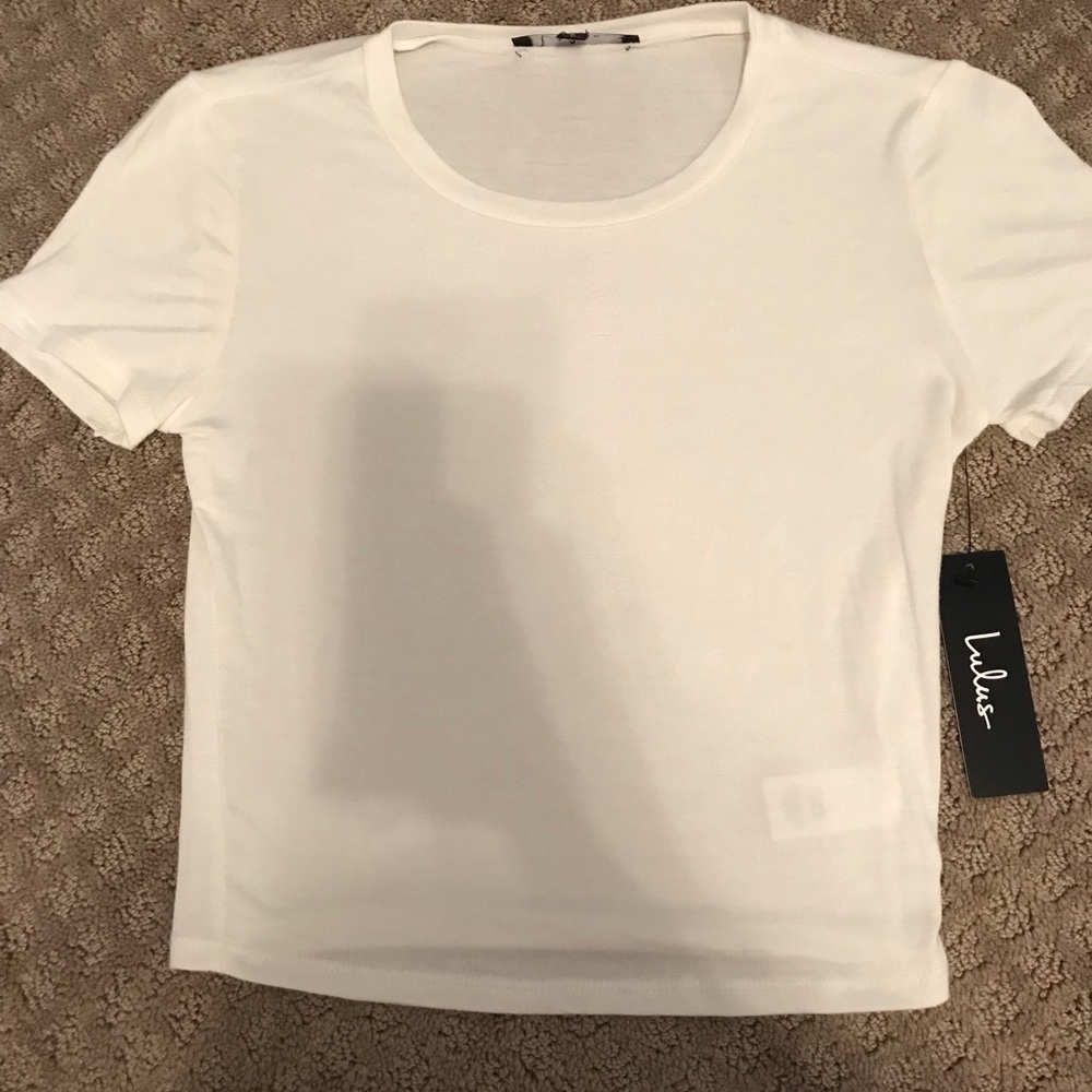 Lulus White Short Sleeve Crop Top